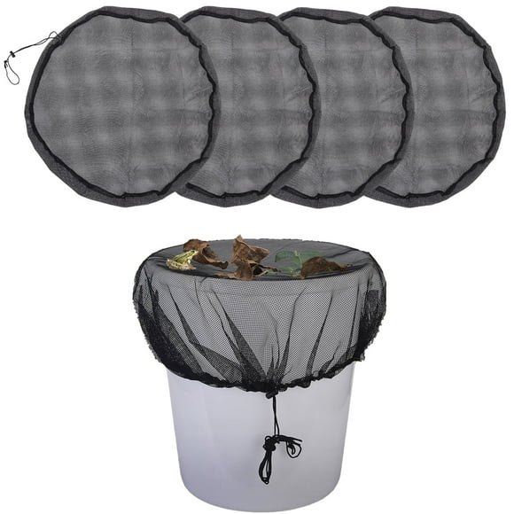 GOGHOST Housses de Baril de Pluie, Écran de Baril de Pluie avec Cordon, Garde les Feuilles et Débris Dehors Collection de Pluie, Noir, Lot de 4