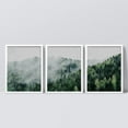 thumbnail image 3 of PixonSign Framed Canvas Print Wall Art Set - Mist Over Pine Tree Forest Mountain Art - Set of 3 Nature Wilderness Landscape Artwork Modern Art Rustic Wall Décor -12"x16"x3 Panels White, 3 of 5