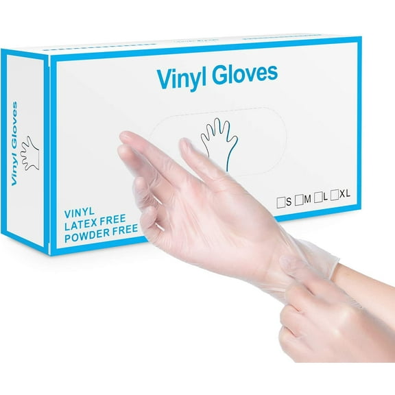 Clear Vinyl Powder Free Gloves Latex Free 5 Mil [S - M - L - XL]