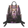 thumbnail image 2 of Naloa Dog in Lavender Flowers Print Lightweight DayBackpack Suitable for school, work, shopping, travel, etc., 2 of 5