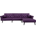 thumbnail image 3 of Living Room Sectional Sofas with Sleeper, L-Shaped Sofa Bed with Reversible Ottoman, 2 Pillows, Modern Fabric Bedroom Furniture Sleeper Sofa Couch with Wood Legs for Small Space, Purple, LLL1960, 3 of 11