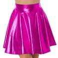 thumbnail image 5 of Alvivi Women's Glossy Metallic Flared Pleated A-Line Mini Skater Skirt Dance Wear Holographic Skirts Hot Pink L, 5 of 6