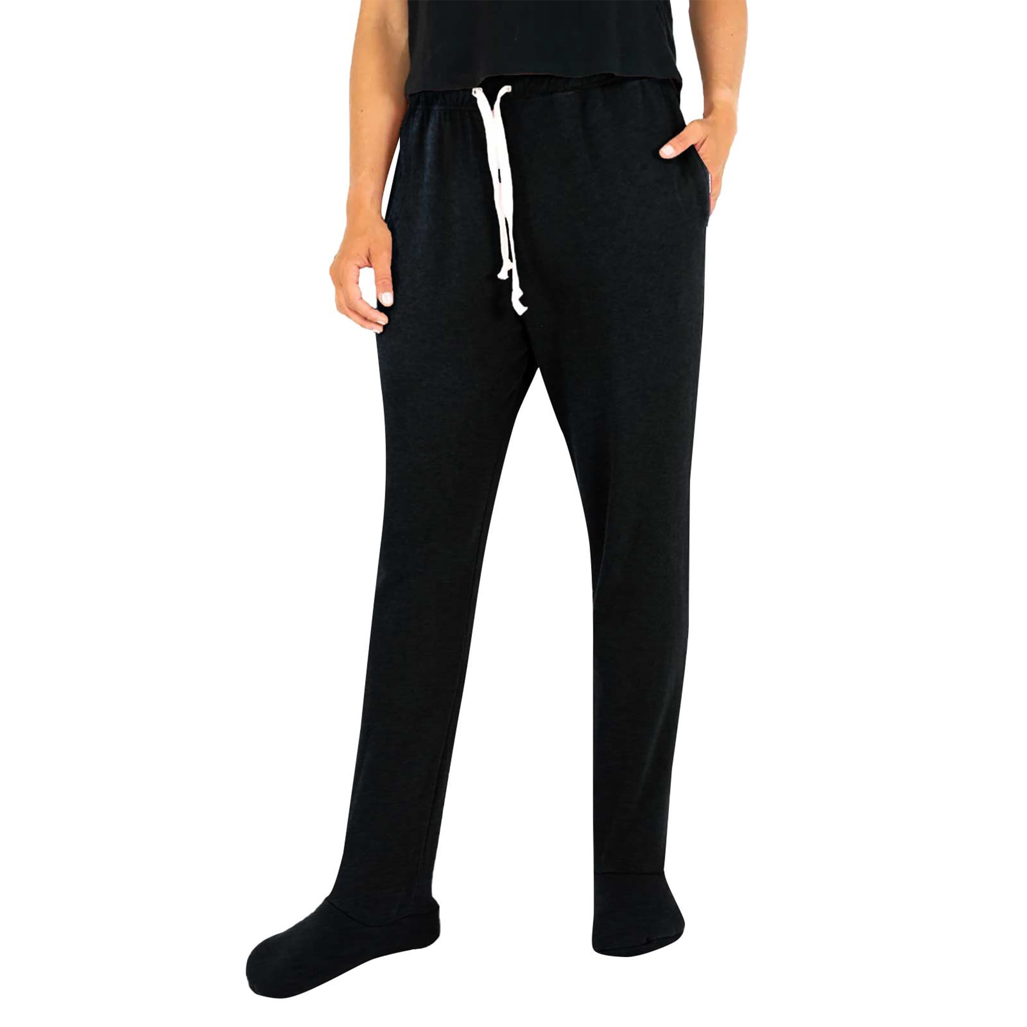 Sexy Dance Women Pj Bottoms Drawstring Sleepwear Elastic Waist Pajama Pants Loose Lounge Pant Solid Trousers Black S