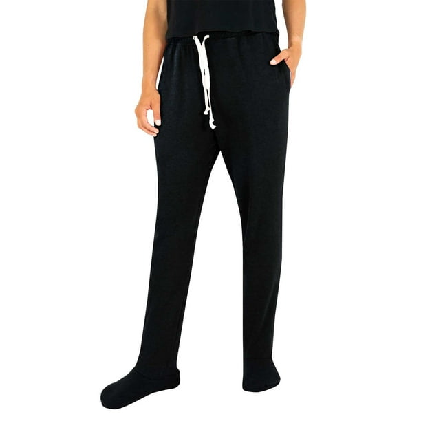 Glookwis Women Pajama Pants Solid Pj Bottoms Baggy Drawstring Sleepwear  Sleep Loose Elastic Waist Lounge Pant Black XL
