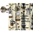 thumbnail image 5 of Coffee Kitchen Valances Curtain Rod Pocket Abstract Vintage Rustic Farmhouse Kitchen Decor Printed Window Valances Short Curtain for Living Room Bedroom Bathroom 54 x 18 Inch 1 Panel, 5 of 5
