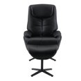 thumbnail image 4 of Bowery Hill Leather Upholstered Accent Chair with Swivel and Ottoman in Black, 4 of 9