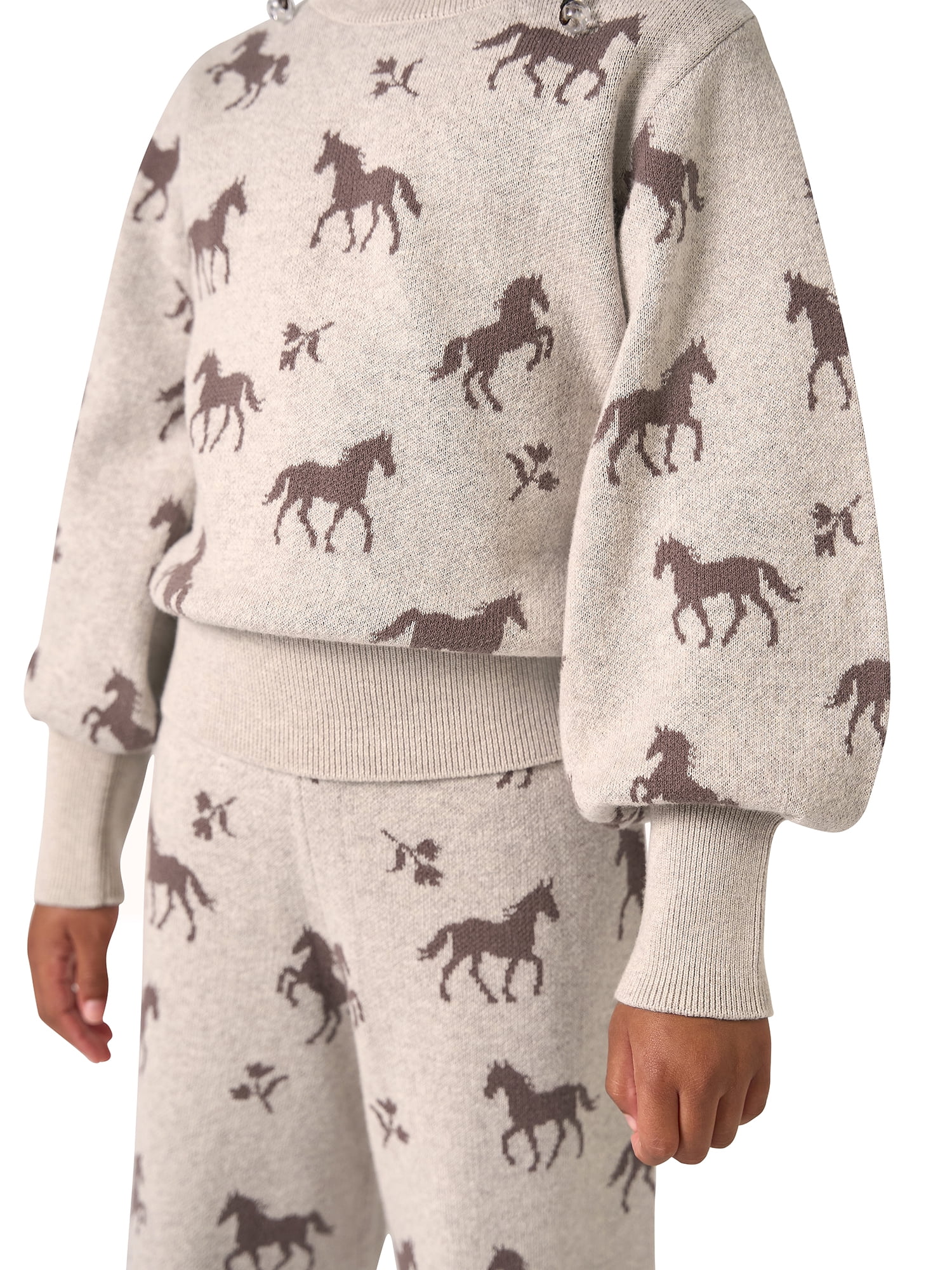 Modern Moments by Gerber Toddler Girl Jacquard Sweater and Wide Leg Pant Set, 2-Piece, Sizes 12 Months - 5T