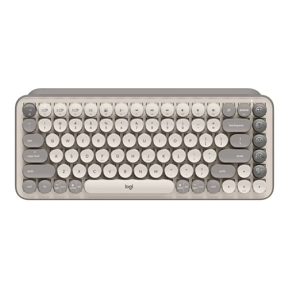 Logitech POP Keys Wireless Mechanical Keyboard with Customizable Emoji Keys - Mist - Keyboard - wireless - Bluetooth LE, Bluetooth 5.1 - key switch: Brown Tactile - mist sand