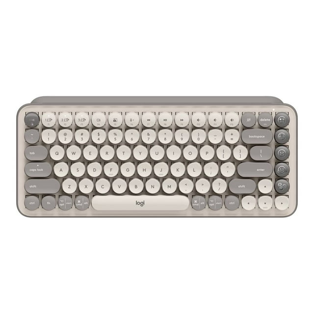 Logitech POP Keys Wireless Mechanical Keyboard with Customizable Emoji Keys - Mist - Keyboard - wireless - Bluetooth LE, Bluetooth 5.1 - key switch: Brown Tactile - mist sand