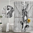 thumbnail image 4 of Shower Curtain Bathroom Set Gray Donkey Pig Cow Wood Grain Waterproof Fabric Shower Curtains with Grommets&Hooks, Farm Sunflower Animals Privacy Bath Curtain for Bathtub 36x72in, 4 of 9