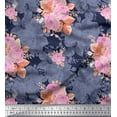 thumbnail image 1 of Soimoi Moss Georgette Fabric Leaves & Rose Floral Printed Craft Fabric by The Yard 42 Inch Wide, 1 of 3