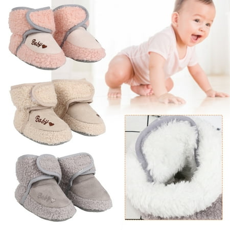 

HQZY Newborn Baby Boys Girls Snow Winter Boots Infant Toddler Soft Sole Winter Warm Crib Booties Shoes for 6-12 months Pink