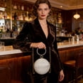 thumbnail image 4 of Silver Rhinestone Round Ball Chain Crossbody Bag Spherical Evening Handbag For Women Wedding Party Prom Shoulder Purse, 4 of 6