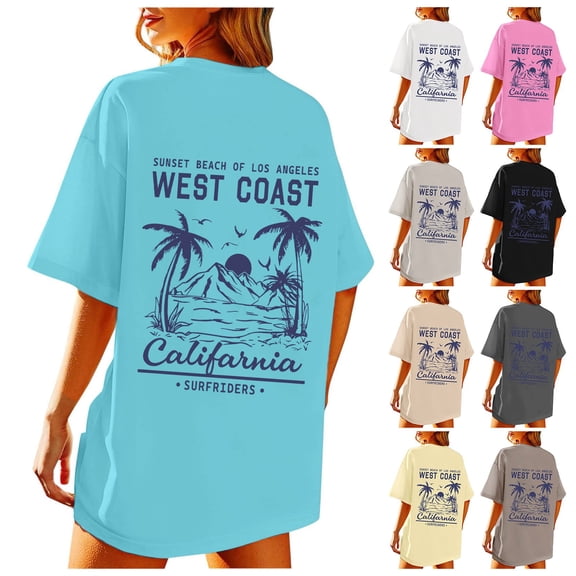 Hawaiian Hibiscus Tshirt Women Oversized Beach T Shirts Flower Graphic Tees Preppy Cute Shirts for Girls