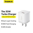thumbnail image 3 of Baseus USB C Charger, Type-C Fast Charging Wall Charger PD 30W USB-C Compatible with iPhone, iPad, iWatch, White, 3 of 11