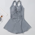 thumbnail image 4 of Gibobby Trajes de Baño para Mujer Traje de baño de falda delgada corta con espalda abierta y cintura plisada con escote de color sólido a la moda para mu(Gris,Talla única), 4 of 5