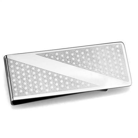 Men High Polished Stainless Steel Money Clip with No Stone in No Stone