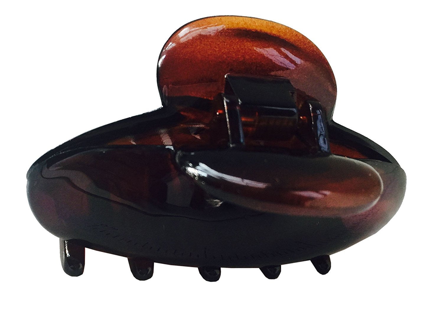 Parcelona French Clamp Black and Shell Small Celluloid Jaw Hair Claw Clip 2 Pcs