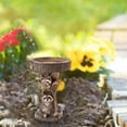thumbnail image 7 of Ovzne Bird Bath Brown Pedestal Handmade for Outdoor, Large Weather Resistant Bird Bath Bowl Garden Statue Basin, Bird Feeding Station for Yard (Wooden Raccoon), 7 of 7