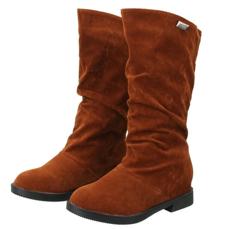 red flat slouch boots