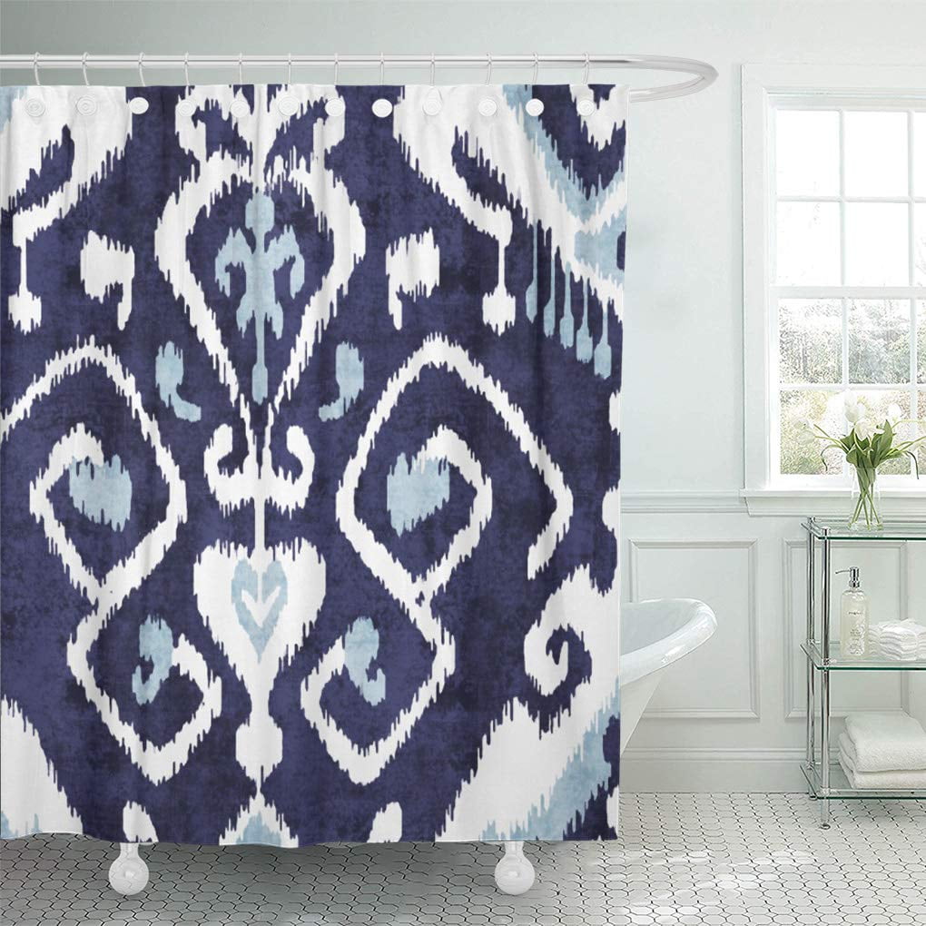 Yusdecor Pattern Modern Blue And White Ikat Bold Contemporary Tribal Bathroom Decor Bath Shower Curtain 66x72 Inch Walmart Canada