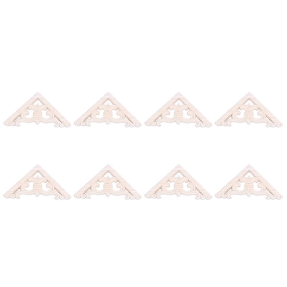 8 Pcs 8 x 8cm Wood Carved Corner Onlay Applique Decor Furniture Craft Unpainted