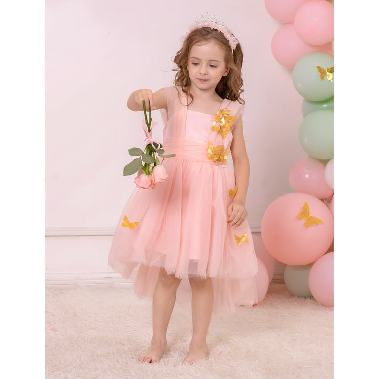 IBTOM CASTLE Toddler Baby Girls Birthday Party Dress Butterfly Embroidery  Princess Tulle Tutu Wedding Pageant Evening Prom Ball Gown 12-18 Months Pink  + Gold Butterfly - Walmart.com