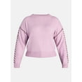 thumbnail image 5 of Terra & Sky Women's Plus Cropped Whipstitch Trim Sweater, Lightweight, Sizes 0X-5X, 5 of 5