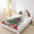 thumbnail image 4 of Manfei Chic Christmas Tree Twin Sheet Sets,Happy New Year Twin Fitted Sheet,White Green Red Flat Sheet For Girls Kids,Microfiber Bedroom Decor,3 Pieces, 4 of 7