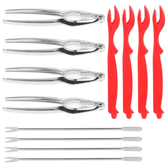 AMERTEER 12Pcs Seafood Tools Set Crab Cracker Stainless Steel Lobster Cracker Forks Nut Cracker Shell Claw Lobster Shellers Nut Cracker Shellfish
