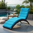 Hommoo Folding Outdoor Rattan Lounge Chair with Cushion, Portable ...