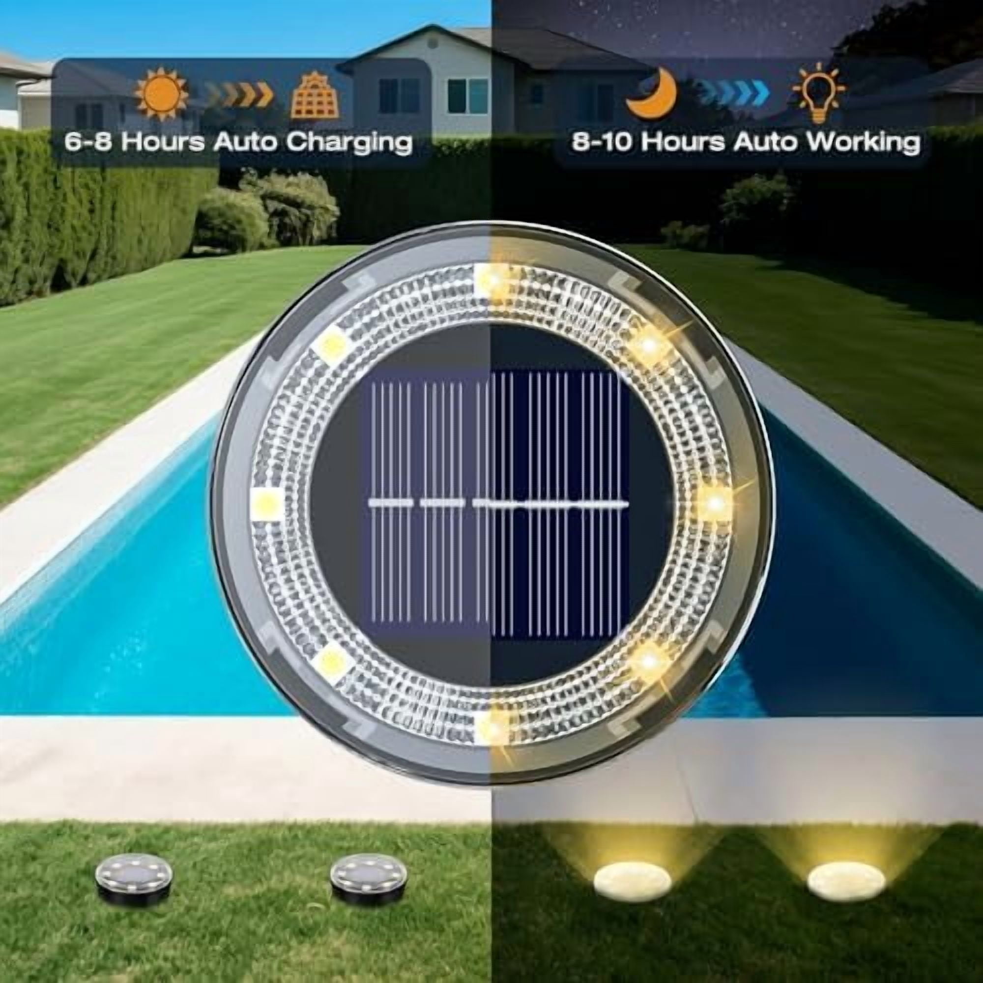Vighep Mini Solar Ground Lights, 4 Pack (Warm White), Driveway Solar Lights Outdoor Waterproof, Outdoor Underground Lights