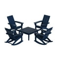 thumbnail image 2 of WestinTrends Ashore 5 Piece Patio Rocking Chair Set, All Weather Poly Lumber Adirondack Rocker Conversation Set Porch Patio Chairs Set of 4 with Low Coffee Table, Navy Blue, 2 of 10