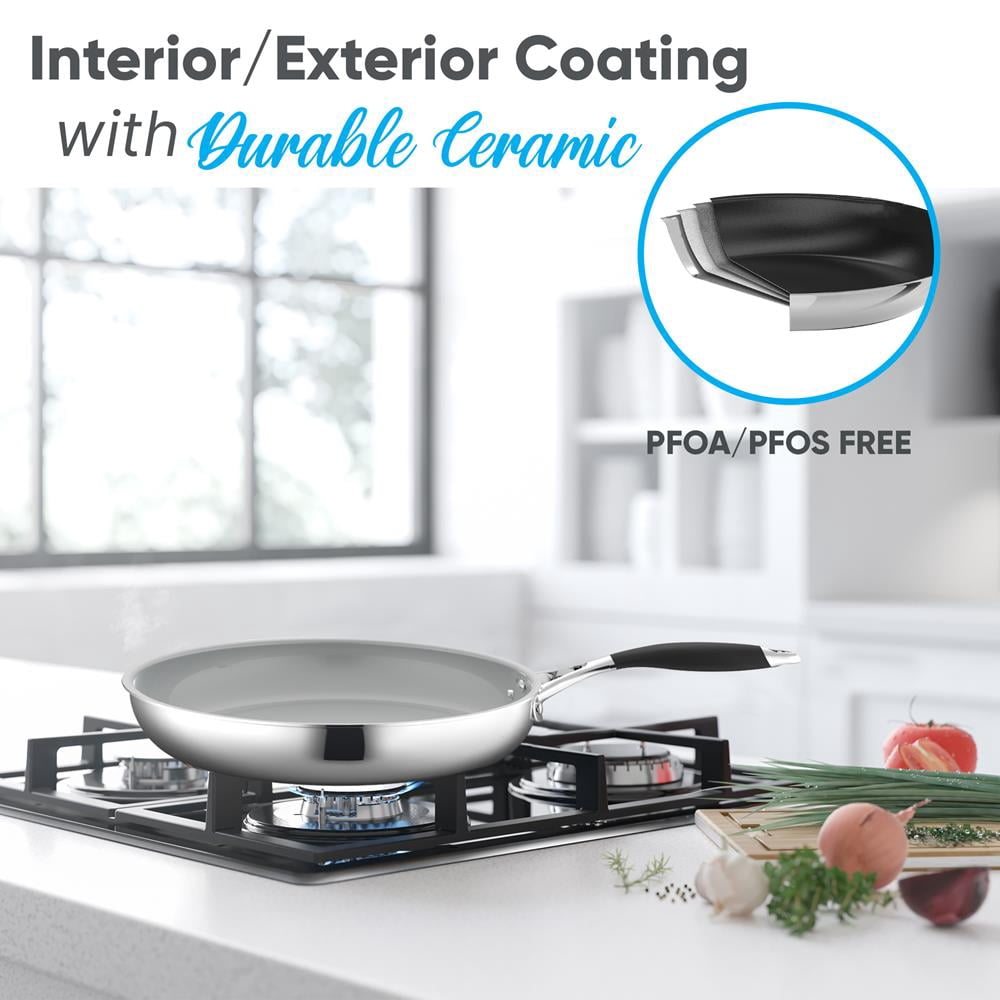 NutriChef 8'' Stain-Resistant Frying Pan Kitchen Cookware w/ Durable Ceramic Non-Stick Coating