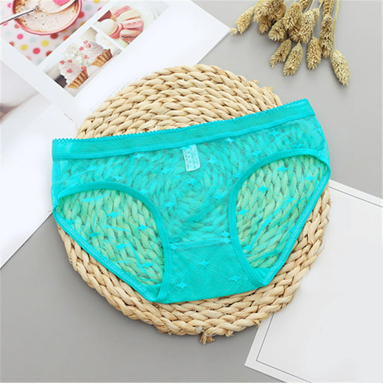 CBGELRT Women Lace Mesh Panties Low Waist Thin Underwear Solid Hollow  Transparent Thong Female Soft Breathable Lingerie 