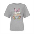 thumbnail image 3 of UPPADA Femmes Joyeuses Easter T-Shirt Bunny Rabbit T-Shirt Graphique Manches Courtes Lettres Amusantes Imprimées Chemises Manches Courtes Col Rond Tuniques Hauts Gris,TTG, 3 of 5