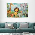 thumbnail image 2 of Orinice  Cartoon Tapestry, Comic Savannah Animals Playful Friendly Savannah Jungle Happy Wildlife Nature, Wide Wall Hanging for Bedroom Living Room Dorm, 60x40 Inch, Green Brown 60x40in, 2 of 7