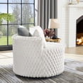 thumbnail image 3 of Roundhill Furniture Malna Plush 3D Upholstered Barrel Accent Chair with Wheels, Off-white, 3 of 10