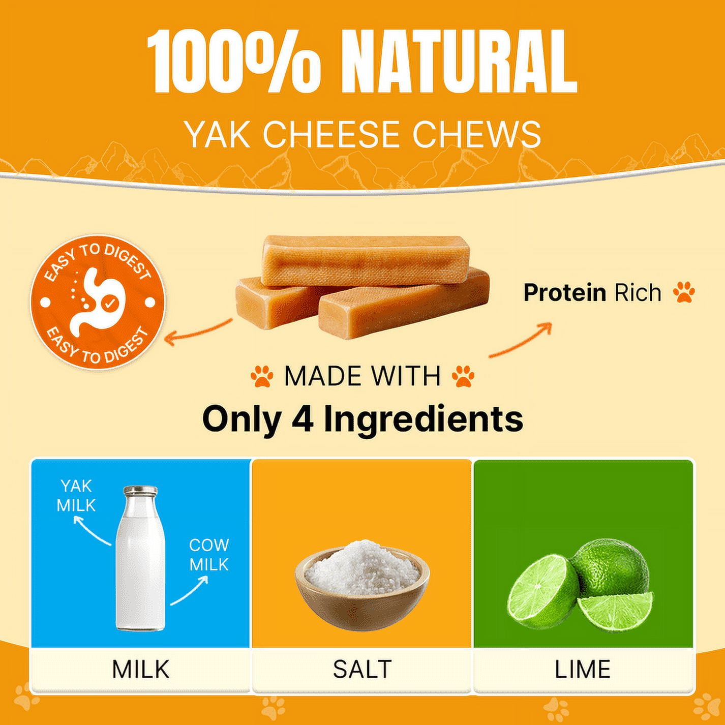 Tibetan Dog Chew Yak Cheese Himalayan  Treats for Small Dogs, Natural Long-Lasting Chews, 15 Sticks