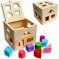 thumbnail image 2 of Shape Sorting Cubes Classic Wooden Toys 13 Different Shapes, Standard Packaging, 2 of 4