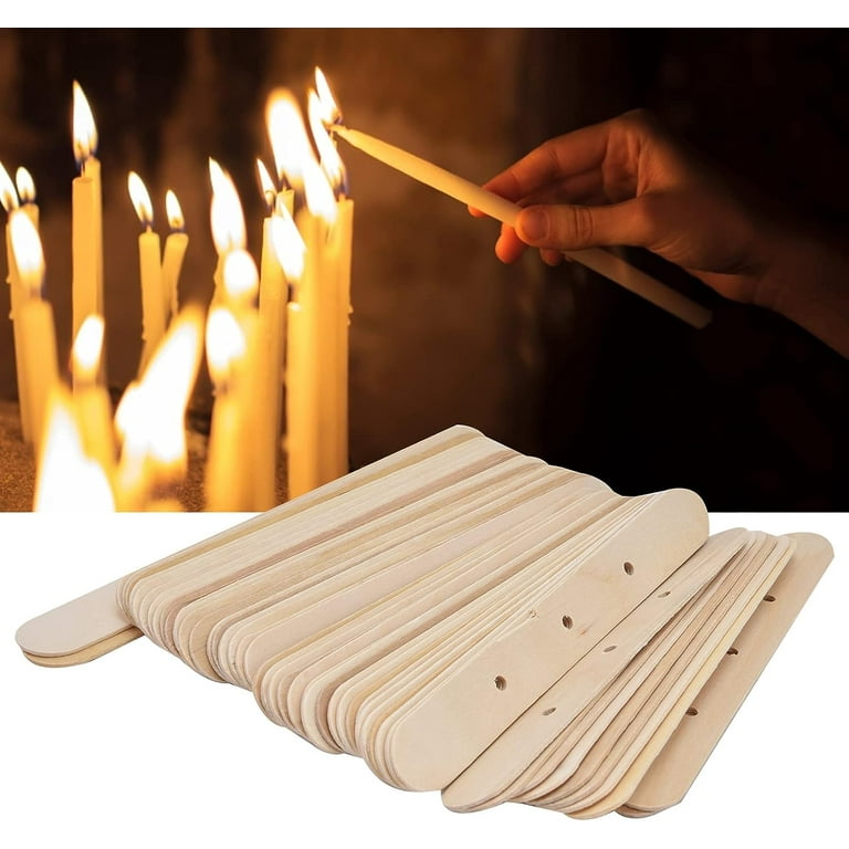 50pcs Wooden Candle Wick Holders, 3 Holes Candle Wicks Centering Device,Candle Wick Bars, Wick Holders for Candle Making,Wick Clips Centering Tools
