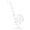 thumbnail image 1 of copa de vino de cristal, creativa, con pajita (transparente)., 1 of 6