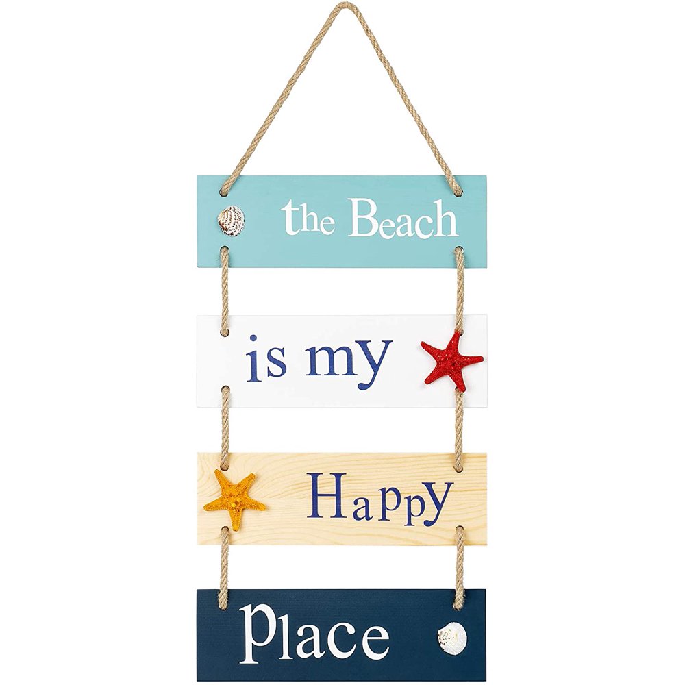 Beach Sign Decor Wooden Bathroom Wall Decor Hanging Plaque Rustic