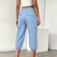 thumbnail image 4 of Hurxie Cargo Capri Pants for Women High Waisted Elastic Knit Waist Casual Capris Trousers Cropped Pants Light Blue,2XL, 4 of 8