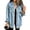 *Blue, variant on ClodeEU Women's Fringe Trim Hem Denim Shacket,Oversized Long Sleeve Button Down Jean Shirt Jacket ,Women's Plus L