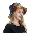 thumbnail image 4 of Yiaed Red And Blue Fire Dragon A Print Reflective Stripe Bucket Hat Unisex Funny Outdoor Fisherman Cap Beach Sun Hat, 4 of 5
