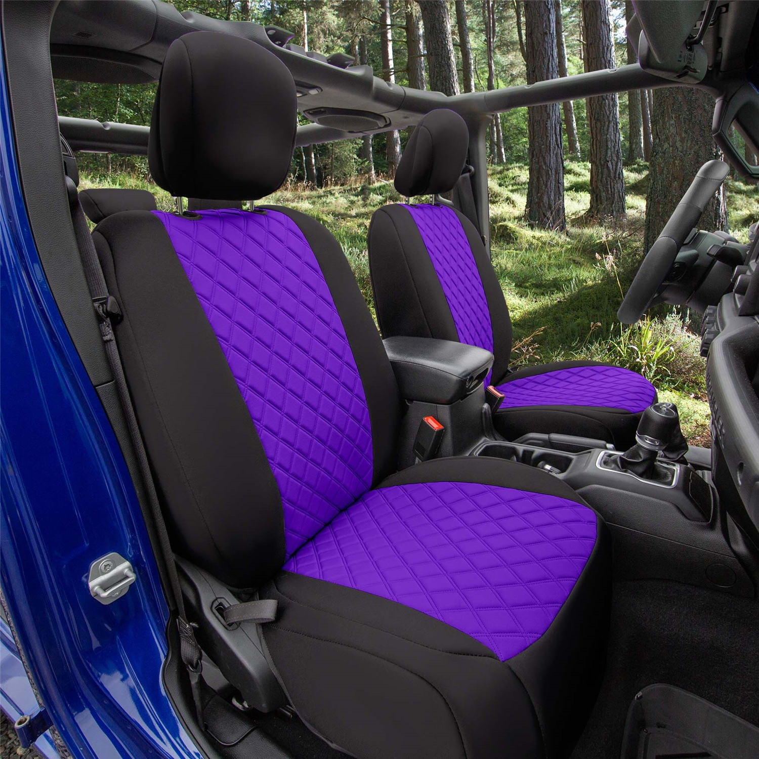 For Jeep Wrangler JL 4DR 2018-2023 FH Group Neoprene Custom Fit Car Seat Covers Full Set - Purple