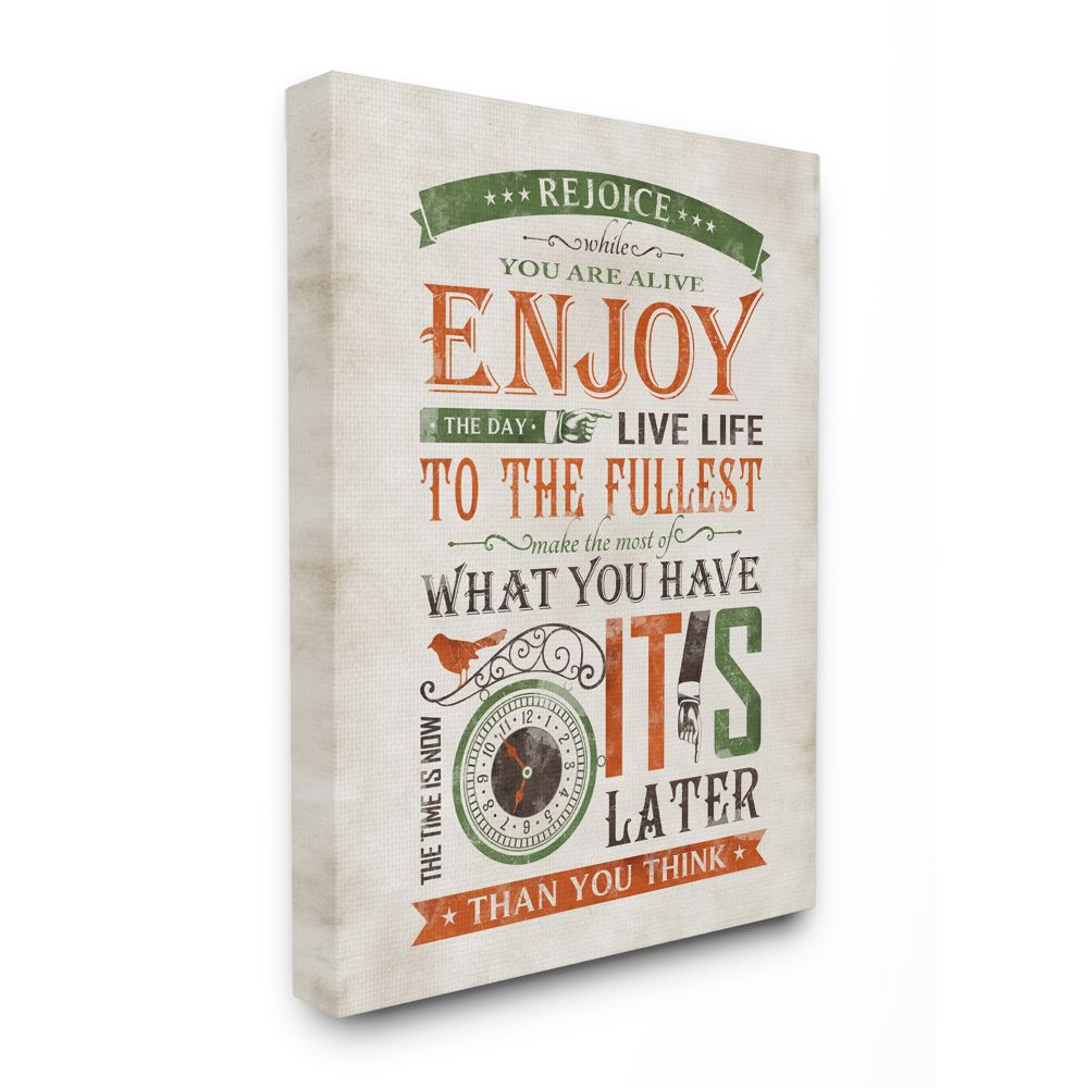 Stupell Industries Now Is The Time Inspirational Word Design Canvas Wall Art by Ester Kay