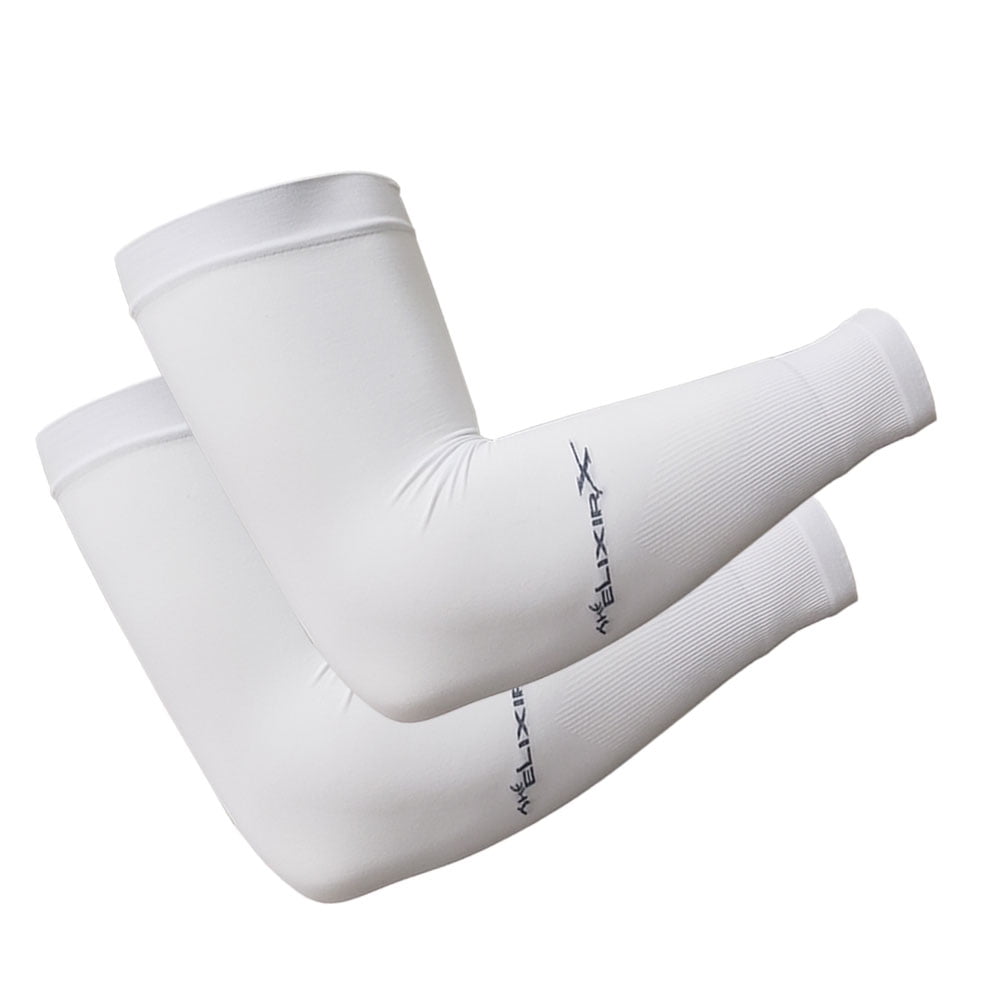 The Elixir X UV Sun Protective Compression Arm Sleeves - UPF 50 Arm Cooling  Sleeves, White 