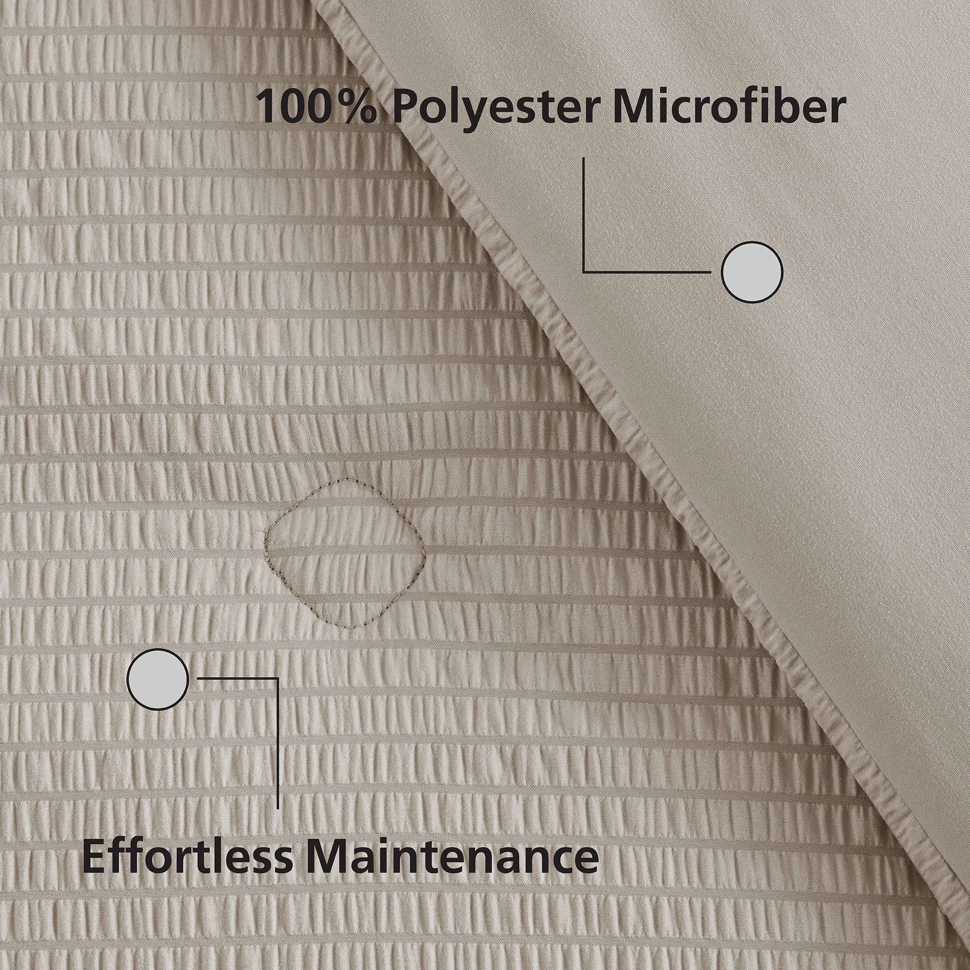 Mainstays King Comforter, Reversible Down Alternative, All-Season, Beige Seersucker